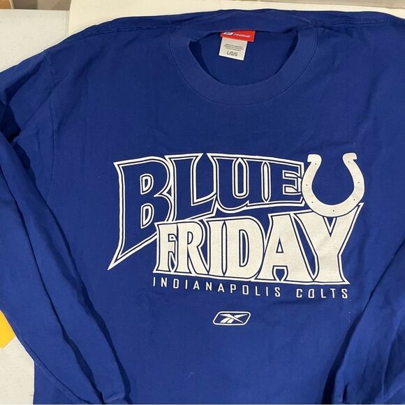 Vintage Y2K Reebok long sleeve T shirt Indianapolis Colts Blue Friday Sz L - Picture 4 of 7